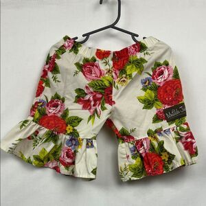 Matilda Jane ivory colorful floral ruffle hem pull on shorts size 12 months